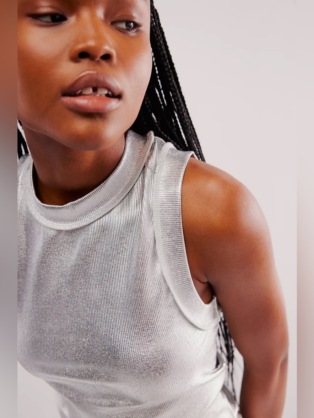 FREE PEOPLE | ✨NEW✨ We The Free Kate Metallic Tank in Silver As Proto